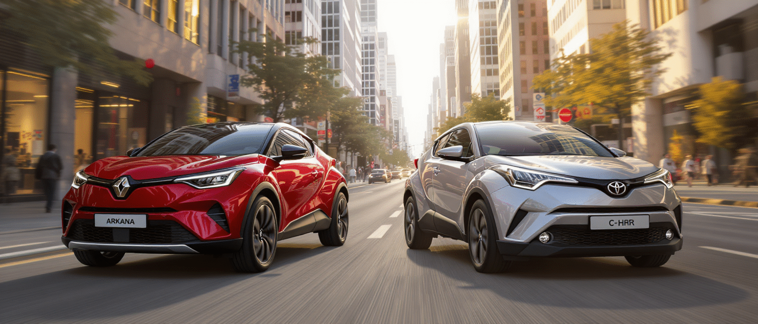 découvrez le comparatif détaillé entre la renault arkana e-tech et la toyota c-hr hybride : design, performances, équipements et technologies, pour choisir le meilleur suv coupé hybride en 2024.