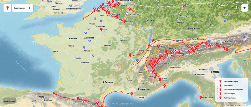 découvrez la carte interactive des stations tesla supercharger en france en 2025 : localisation, disponibilité en temps réel et infos pratiques pour recharger facilement votre véhicule électrique sur tout le territoire.