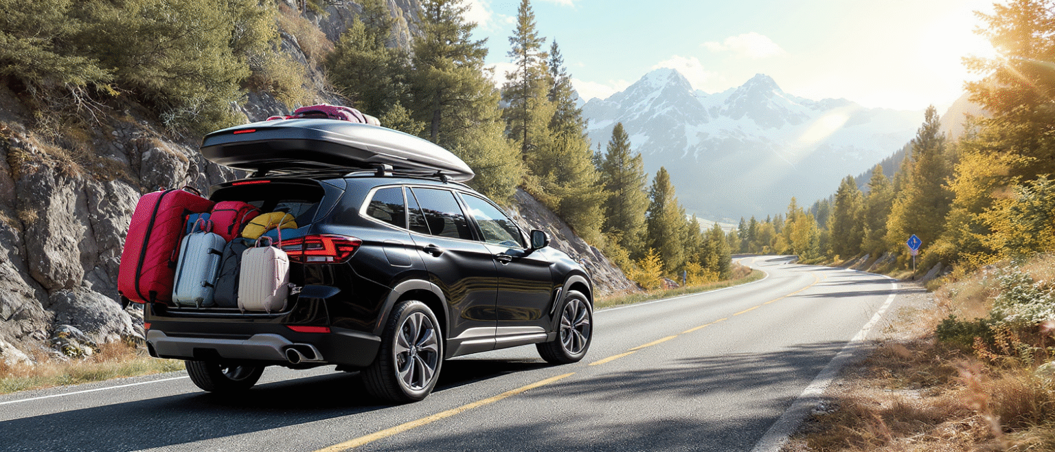 emportez tous vos bagages sans effort grâce à un coffre de toit pratique et spacieux. idéal pour voyager en toute tranquillité et profiter pleinement de vos vacances.