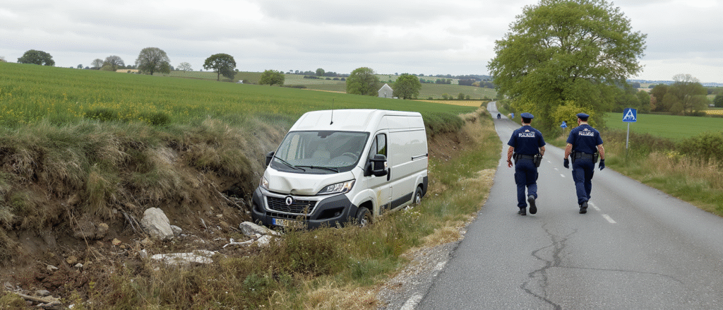 un livreur en saône-et-loire roule à grande vitesse, termine sa course dans un fossé et fait une rencontre inattendue avec les gendarmes.