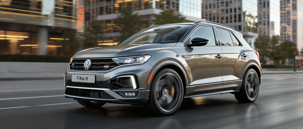 découvrez les premières révélations sur la volkswagen t-roc r, la version sportive du suv compact alliant performance et design dynamique.