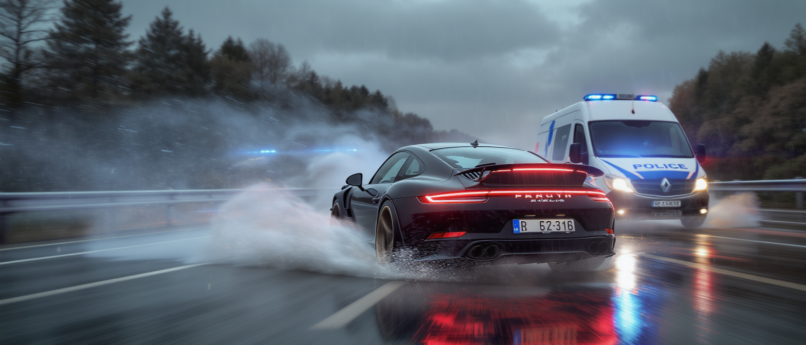 sous une pluie battante et des vents à 178 km/h, les gendarmes font preuve de détermination pour arrêter une alpine a110, illustrant leur courage face aux conditions extrêmes.