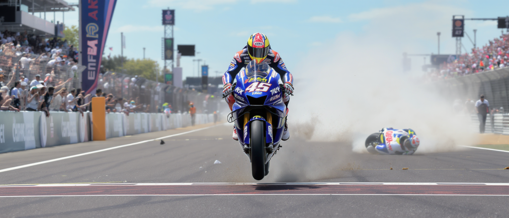 revivez le grand prix des états-unis de motogp où marco bezzecchi remporte sa cinquième victoire consécutive, tandis que johann zarco est contraint à l'abandon suite à une chute spectaculaire.