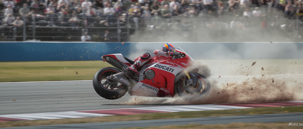 revivez la spectaculaire chute de francesco bagnaia lors du gp d’espagne motogp : sa ducati fait des tonneaux dans une vidéo impressionnante.