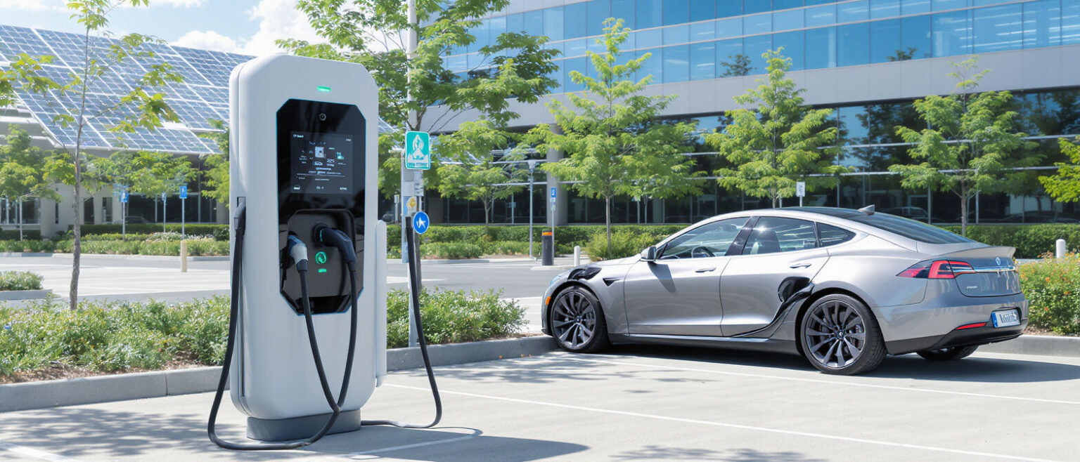 Découvrez nos bornes de recharge professionnelles pour véhicules électriques, conçues pour répondre aux besoins des entreprises avec des solutions fiables et performantes.