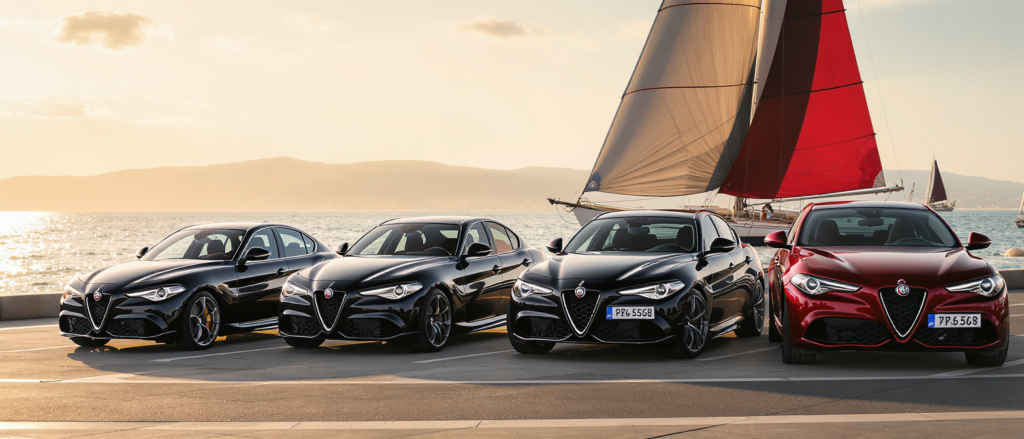alfa romeo s’associe à luna rossa et décline une série spéciale sur toute sa gamme, du junior au stelvio. découvrez les modèles aux couleurs de la voile.