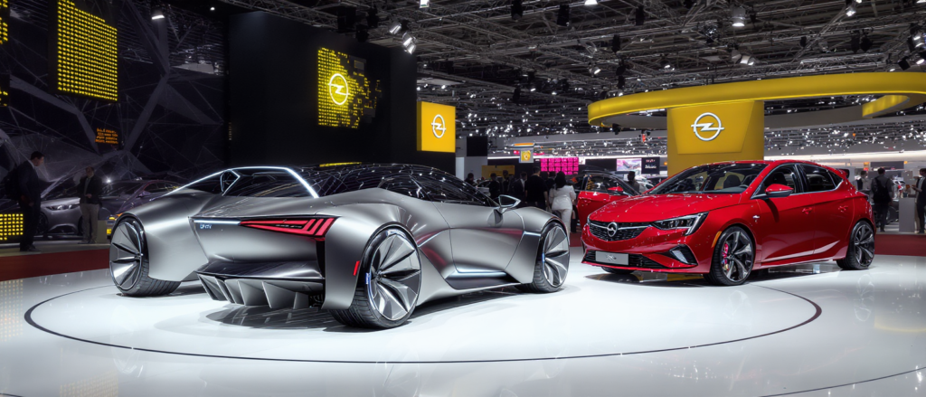 opel présente son concept-car innovant au mondial de l'auto 2026, accompagné de la dynamique corsa gse, alliant design futuriste et performance.