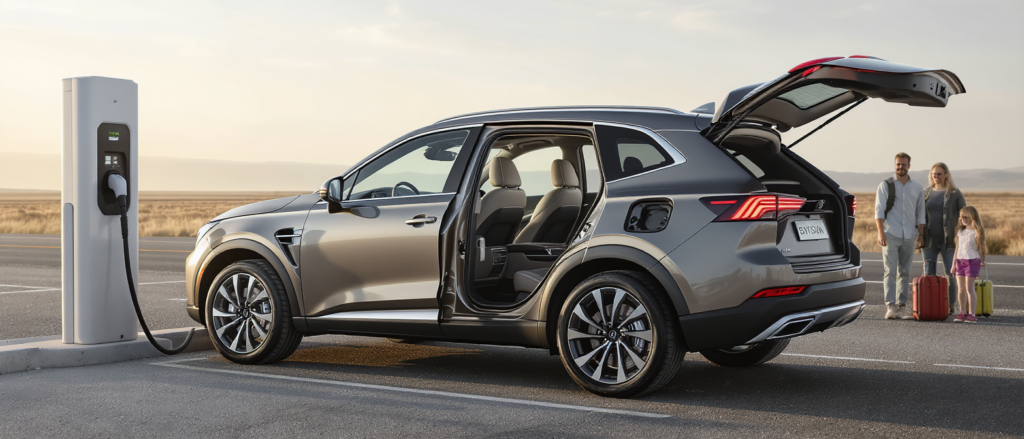 découvrez le byd atto 8, un suv électrique familial à 7 places offrant jusqu’à 653 km d’autonomie et une recharge express.