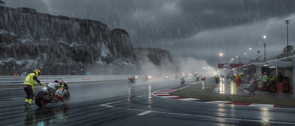 la météo défavorable contraint les organisateurs à annuler la course de motogp prévue sur le circuit de phillip island, en australie.